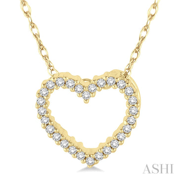 10K Yellow Gold Open Diamond Heart Pendant, 0.08CTW